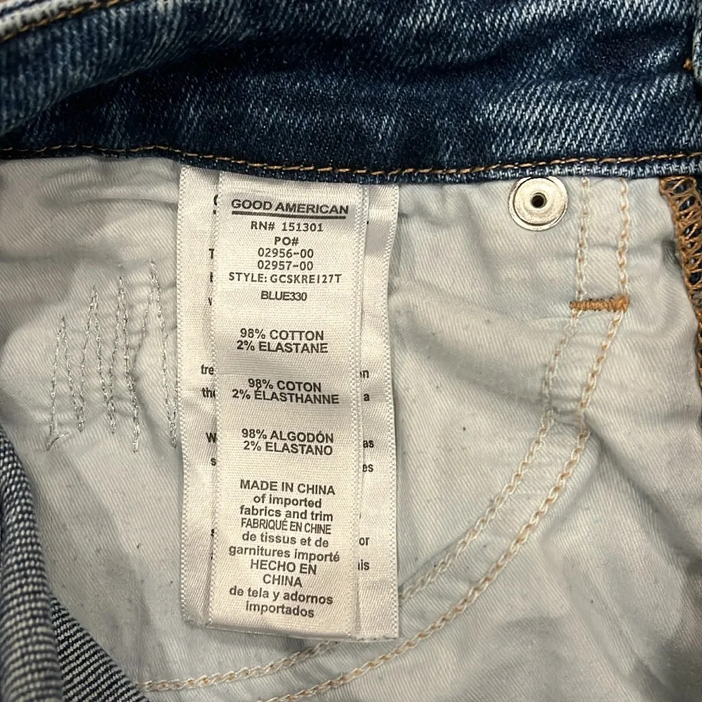 [6/28]Good American Good Curve Blue 330 Distressed Skinny High Rise Fringe Jeans - Picture 10 of 10